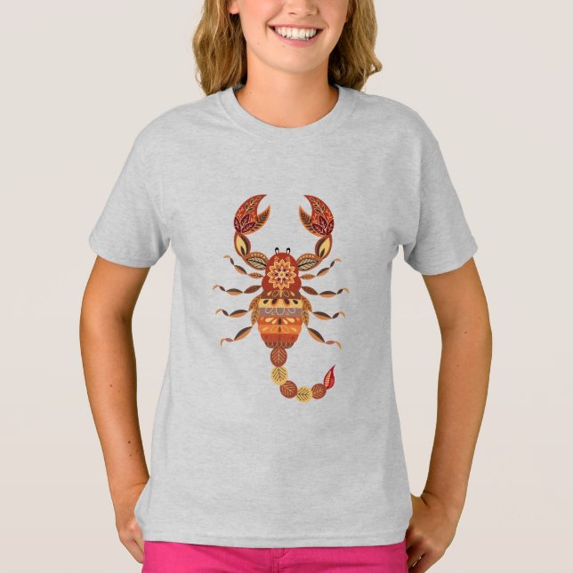 Ethnic Floral Scorpion T Shirt (Framsida)