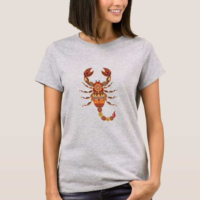 Ethnic Floral Scorpion T Shirt (Framsida)