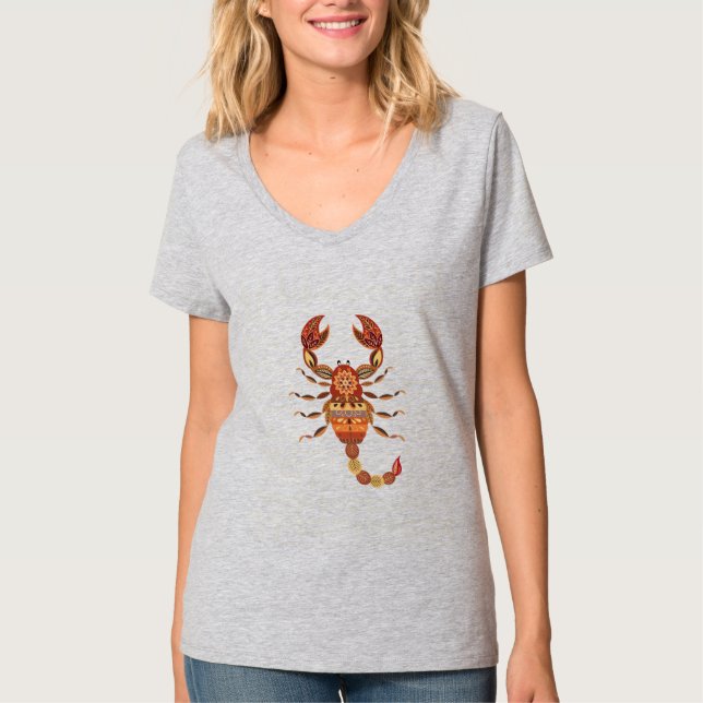 Ethnic Floral Scorpion T Shirt (Framsida)