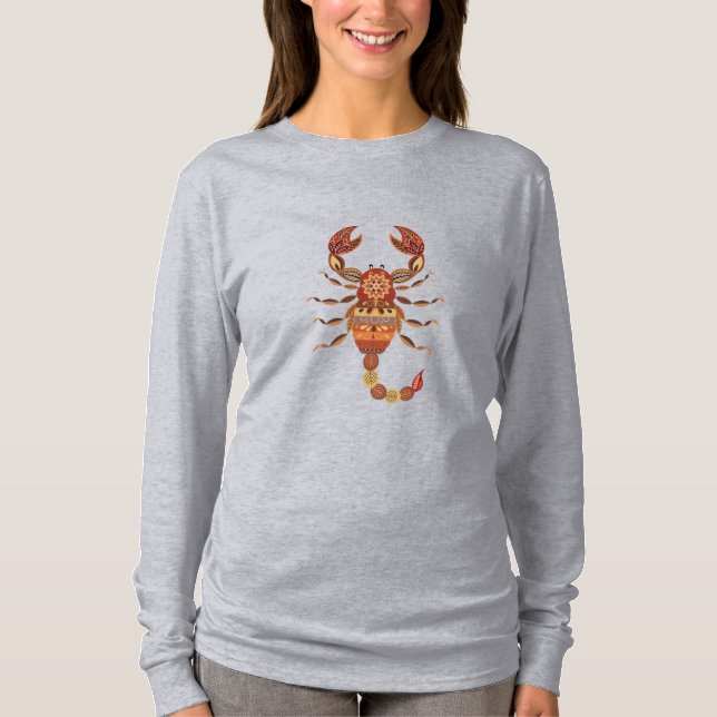 Ethnic Floral Scorpion T Shirt (Framsida)