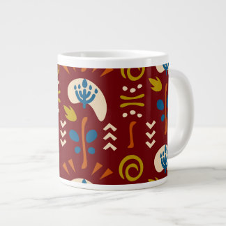 Ethnic Folk Floral Pattern Jumbo Mugg
