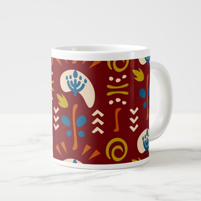 Ethnic Folk Floral Pattern Jumbo Mugg (Framsida höger)