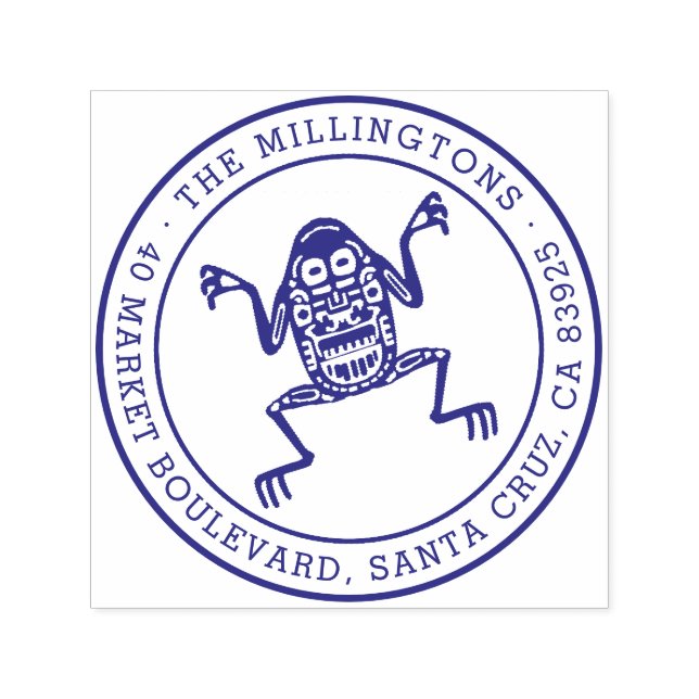 Ethnic Frog | Runda familjen Namn & Returadress Självfärgande Stämpel (Design)