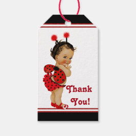 Ethnic Girl Ladybug Baby Shower Presentetikett