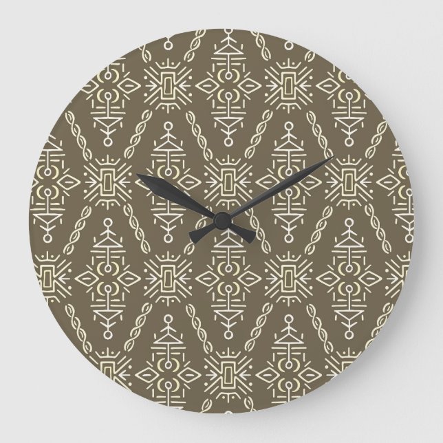 Ethnic Hand plockade Boho Tile Stor Klocka (Framsida)