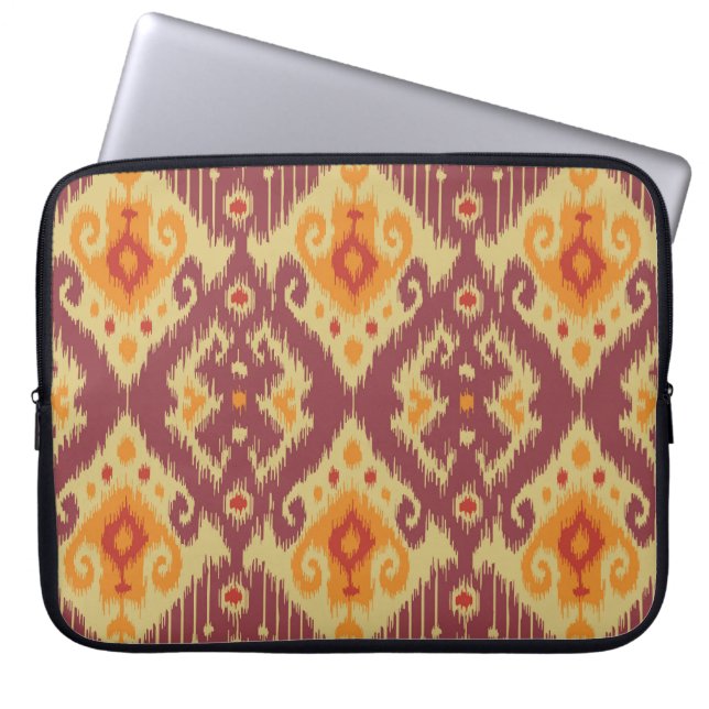 Ethnic Ikat Chevron: Traditionell bakgrund Laptop Fodral (Framsidan)