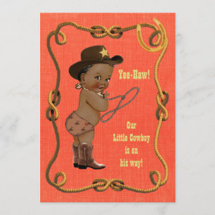 Ethnic Little Cowboy Baby Shower Inbjudningar