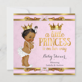 Ethnic Little Princess Baby Shower Rosa Guld Inbjudningar