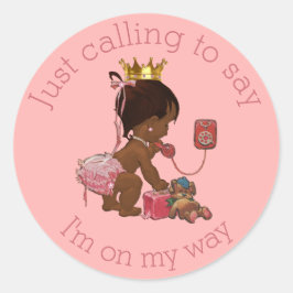 Ethnic Little Princess på Mobil Rosa Baby Shower Runt Klistermärke