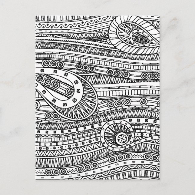 Ethnic Mönster Doodle Vykort (Framsida)