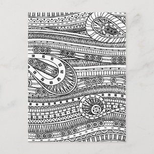 Ethnic Mönster Doodle Vykort