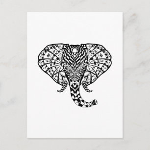 Ethnic Mönster Elephant Vykort