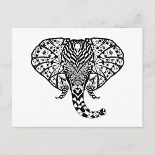 Ethnic Mönster Elephant Vykort