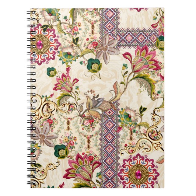 Ethnic Mughal Blommigt Paisley Anteckningsbok (Framsidan)
