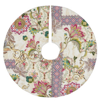 Ethnic Mughal Blommigt Paisley Julgransmatta Borstad Polyester