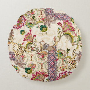 Ethnic Mughal Blommigt Paisley Rund Kudde