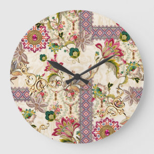 Ethnic Mughal Blommigt Paisley Stor Klocka