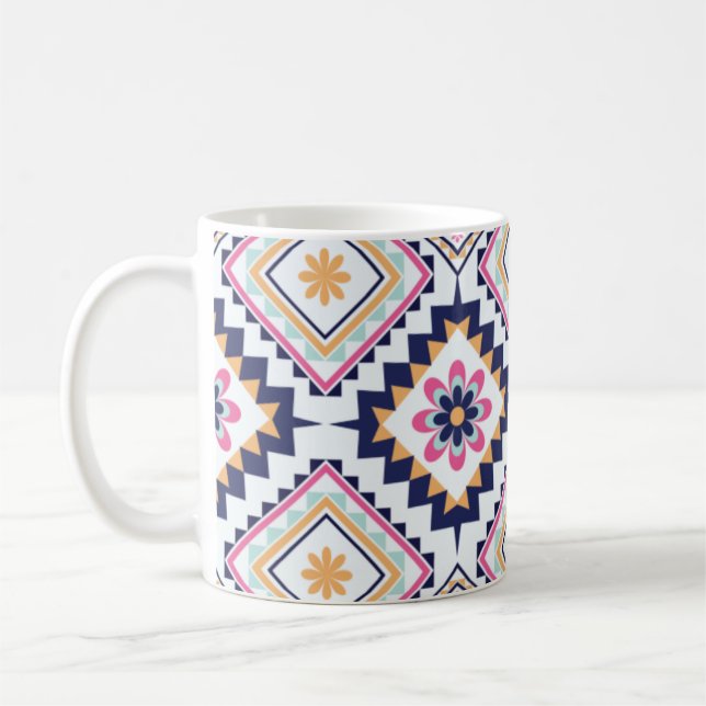 Ethnic Paisley Ornate Floral Tile Pattern Kaffemugg (Vänster)