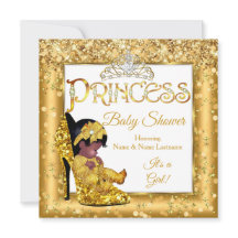 Ethnic Princess Baby Shower Guld High Heel Glitter