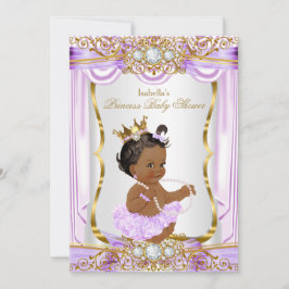 Ethnic Princess Baby Shower Lila Silke Guld Inbjudningar