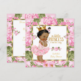 Ethnic Princess Baby Shower Rosa Guld Ro Blommigt Inbjudningar
