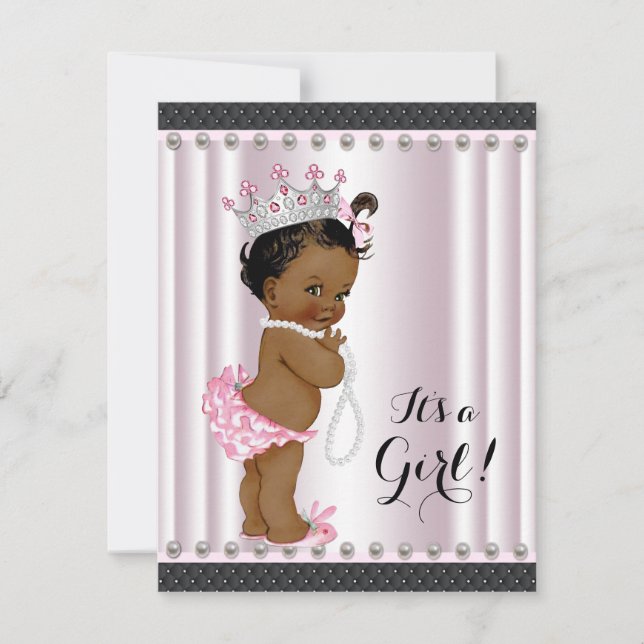 Ethnic Princess Baby Shower Rosa Pearl Inbjudningar (Framsida)