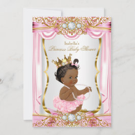 Ethnic Princess Baby Shower Rosa Silke Guld Inbjudningar