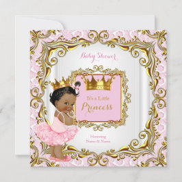 Ethnic Princess Baby Shower Rosa Snöre White Guld Inbjudningar