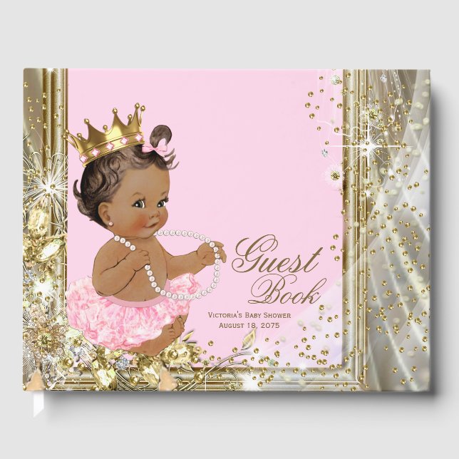 Ethnic Princess Ballerina Baby Shower Guest Bok (Framsida)