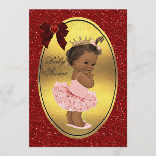 Ethnic Princess Ballerina Fake Gold Foil Glitter Inbjudningar