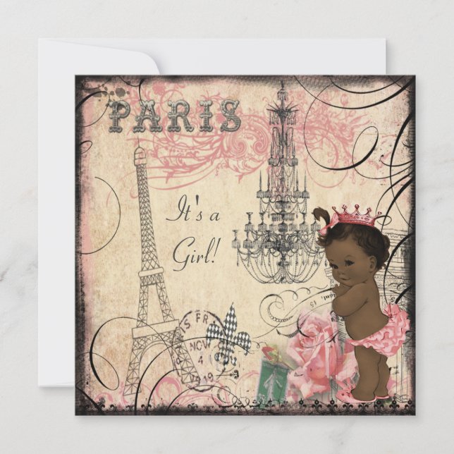 Ethnic Princess Paris Eiffel Torn Baby Shower Inbjudningar (Framsida)