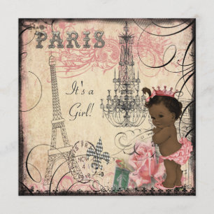 Ethnic Princess Paris Eiffel Torn Baby Shower Inbjudningar