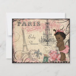 Ethnic Princess Paris Eiffel Torn Baby Shower Inbjudningar