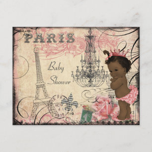 Ethnic Princess Paris Eiffel Torn Baby Shower Inbjudningar