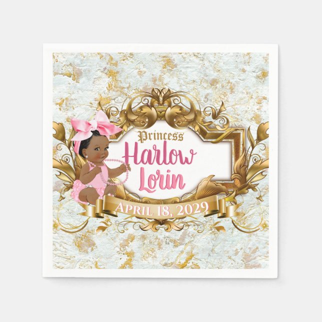 Ethnic Princess Rosa Elegant Baby Shower Pappersservett (Framsidan)