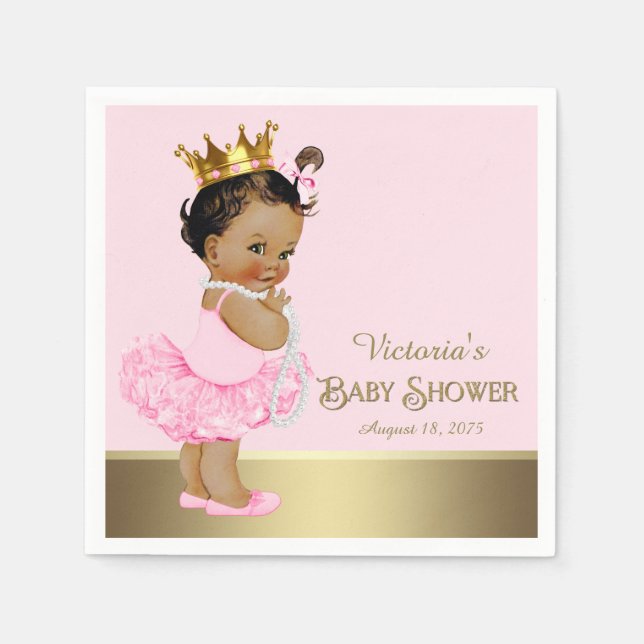Ethnic Princess Rosa Guld Baby Shower Pappersservett (Framsidan)