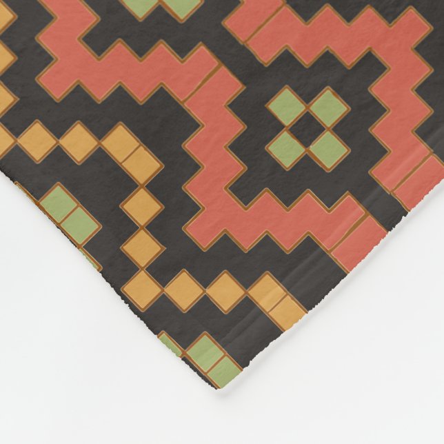 Ethnic Red Black Grönt Tribal Egyptian Fleecefilt (Hörn)