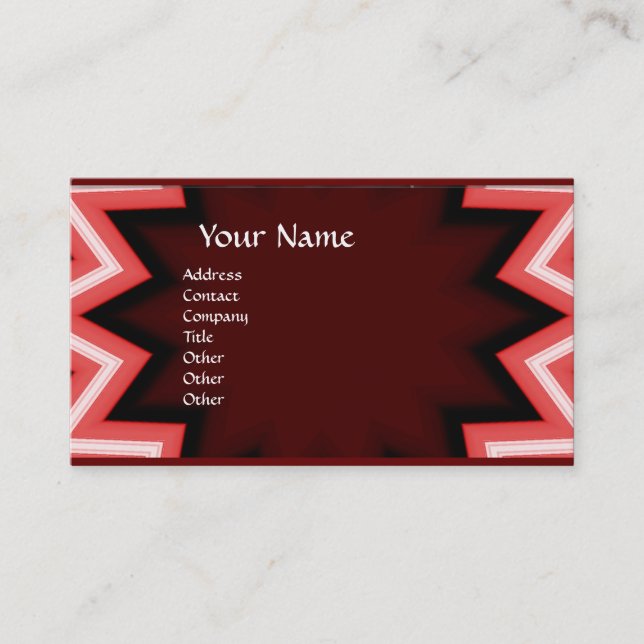 ETHNIC Red Burgundy White Abstrakt Geometric Visitkort (Framsida)