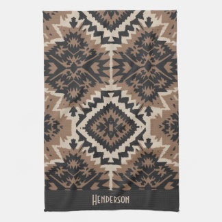Ethnic Tribal Mudcloth Black & Tan Kökshandduk