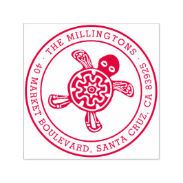 Ethnic Turtle | Runda familjen Namn & Returadress Självfärgande Stämpel