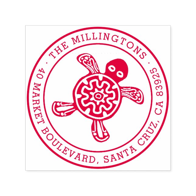 Ethnic Turtle | Runda familjen Namn & Returadress Självfärgande Stämpel (Design)