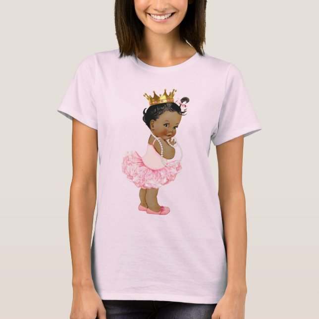 Ethnic Tutu Ballerina Baby Princess och Pearls T-shirt (Framsida)