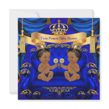 Ethnic Twin Baby Shower Boy Prince Blue Guld