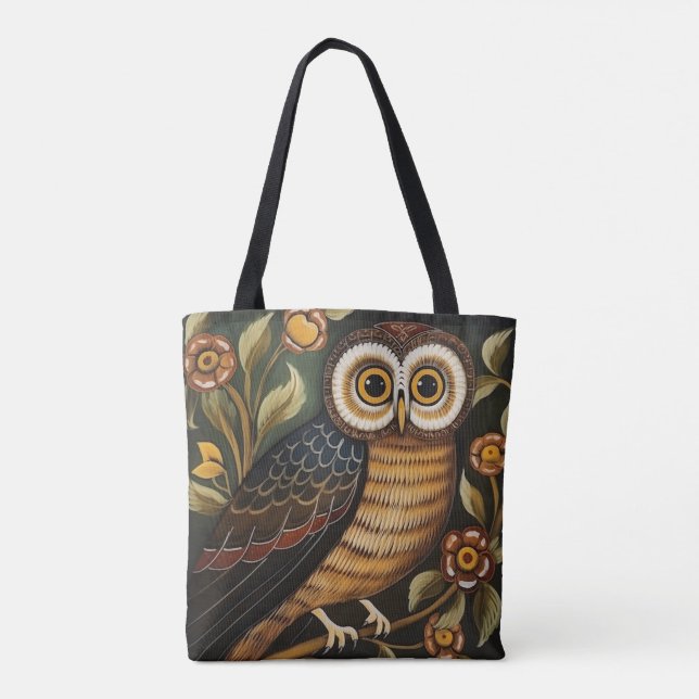 Ethnic Uggla Art Tote Bag Tygkasse (Baksida)