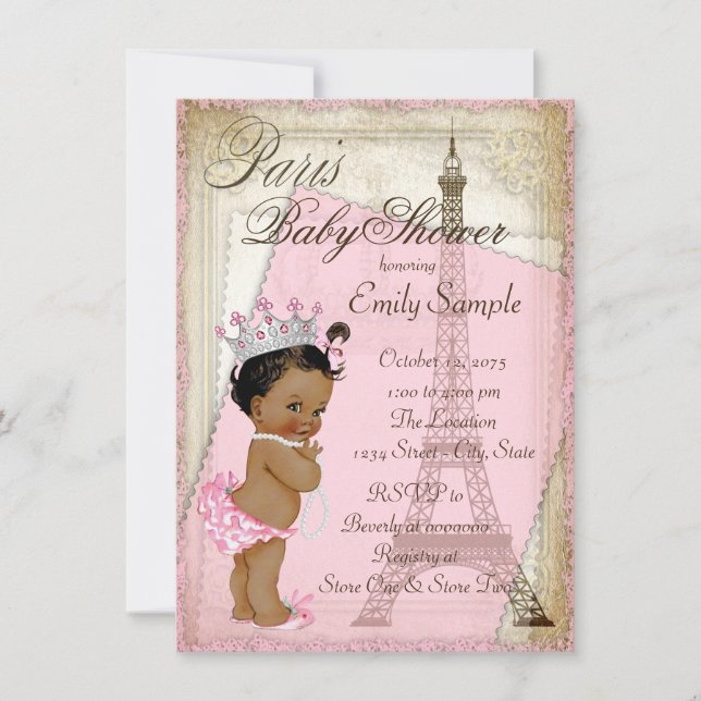 Ethnic Vintage Paris Baby Shower Inbjudningar (Framsida)