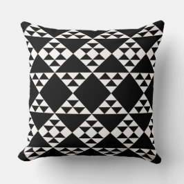 Ethnic White Triangle Mönster Black Kudde