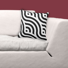Ethnic White Wave Mönster Black Kudde