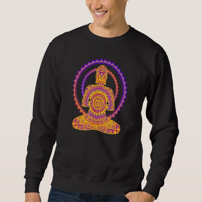 Ethno Mandala Buddha har en titt inuti dig 5 Lång Ärmad Tröja (Framsida)