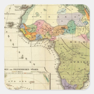 Ethnographic karta av afrikan fyrkantigt klistermärke
