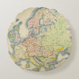 Ethnographic karta av Europa Rund Kudde